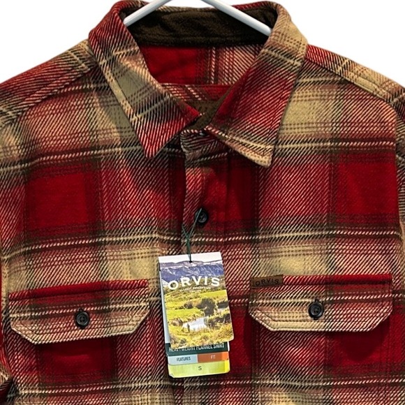 Orvis Other - NEW with Tags Orvis Heavyweight Flannel Shirt Red Beige Plaid Small Men's